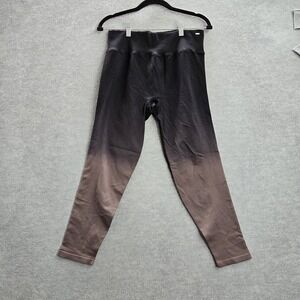 PINK Women Activewear Pants L Black Ombre Legging Mid Rise Ribbed ‎ 25" Inseam